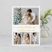 Moderne kalligrafie 4 Kerstgoud Folie Feestdagenkaart (Staand Voorkant)