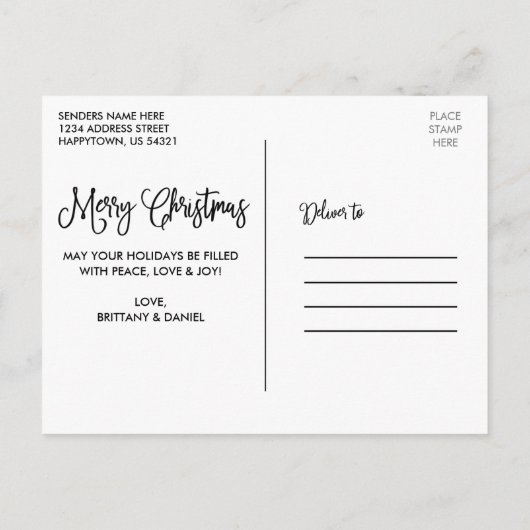 Moderne kalligrafie 4 Kerstmis met fotocollage Briefkaart (Achterkant)