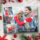 Moderne kalligrafie 4 Kerstmis met fotocollage Briefkaart<br><div class="desc">Moderne kalligrafie script 4 Photo Couple Collage Merry kerstBriefkaart</div>