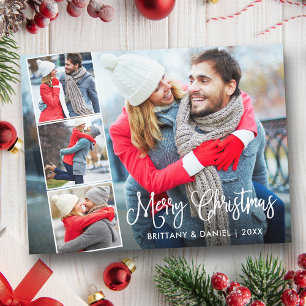 Moderne kalligrafie 4 Kerstmis met fotocollage Briefkaart
