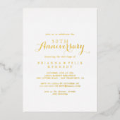 Moderne kalligrafie 50ste huwelijksverjaardag Goud Folie Uitnodiging (Voorkant)