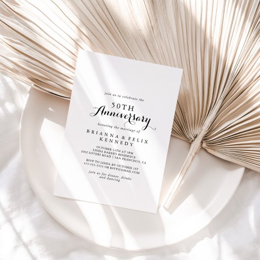 Moderne kalligrafie 50ste huwelijksverjaardag kaart