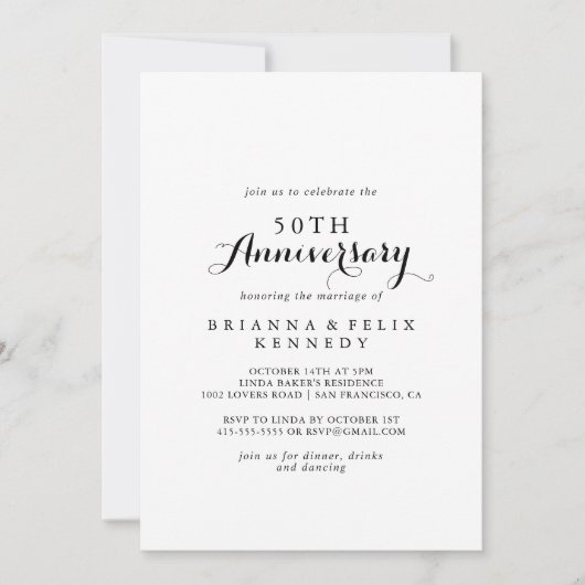 Moderne kalligrafie 50ste huwelijksverjaardag kaart (Voorkant)