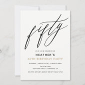 Moderne kalligrafie 50ste verjaardagsfeestje kaart (Voorkant)