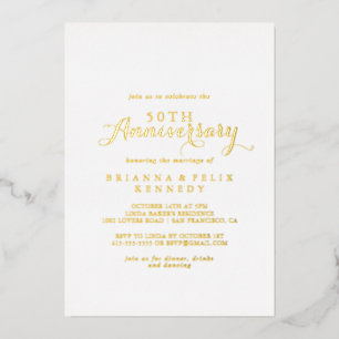 Moderne kalligrafie 50th Wedding Jubileum Gold Folie Uitnodiging