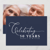 Moderne kalligrafie 50th Wedding Jubileum Invita Kaart (Voorkant / Achterkant)