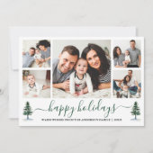 Moderne kalligrafie 5 Foto Green Pines Feestdagenkaart (Voorkant)