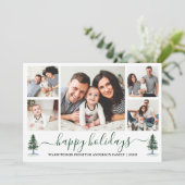 Moderne kalligrafie 5 Foto Green Pines Feestdagenkaart (Staand voorkant)