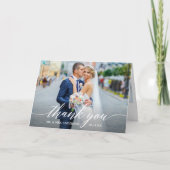Moderne kalligrafie 5 Fotobruiloft gevouwen Bedankkaart (Voorkant)