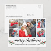 Moderne kalligrafie 5 Fotopaar, pretkerst Briefkaart (Voorkant / Achterkant)