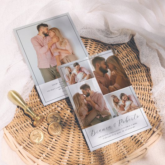 Moderne kalligrafie 5 foto's Trouw uitnodiging