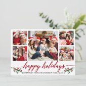 Moderne kalligrafie 5 Fotoserie Rood Feestdagenkaart (Staand voorkant)