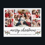 Moderne kalligrafie 5 Fotoserie Vrolijk kerstfeest Briefkaart<br><div class="desc">Moderne kalligrafie Script 5 Foto serie Collage Merry Kerstmis Briefkaart bevat Waterverf Kerstmis Holly Berries</div>