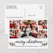 Moderne kalligrafie 5 Fotoserie Vrolijk kerstfeest Briefkaart (Voorkant / Achterkant)