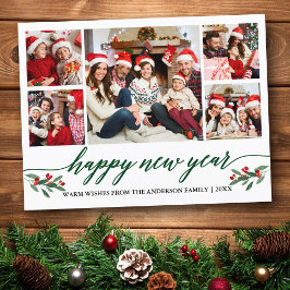 Moderne kalligrafie 5 Gelukkig Nieuwjaar Groen Briefkaart