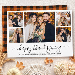 Moderne kalligrafie 5 Thanksgiving van foto's Feestdagenkaart