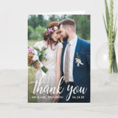 Moderne kalligrafie 6 Foto bruiloft gevouwen Bedankkaart (Voorkant)