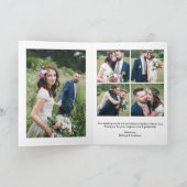 Moderne kalligrafie 6 Foto bruiloft gevouwen Bedankkaart (Binnen)