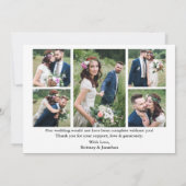 Moderne kalligrafie 6 foto's bruid bruidegom bruil bedankkaart (Achterkant)