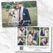 Moderne kalligrafie 6 foto's QR-code bruiloft Bedankkaart