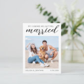 Moderne kalligrafie Aangepaste foto Opslaan Datum Aankondigingskaart (Staand voorkant)