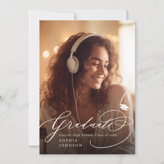 Moderne kalligrafie Aankondiging Afstuderen foto's (Voorkant)