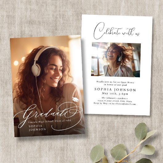 Moderne kalligrafie Aankondiging Afstuderen foto's