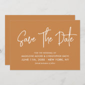 Moderne kalligrafie Aardse Sinaasappels scanbare Q Save The Date (Voorkant / Achterkant)