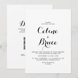 Moderne kalligrafie achter en front Wedding Kaart