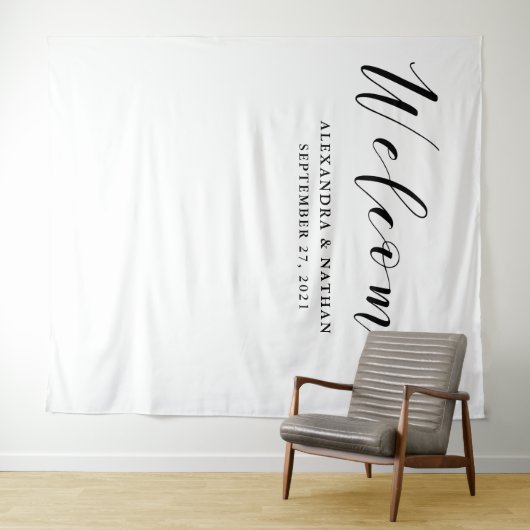 Moderne kalligrafie achtergrond | Photo Booth Prop Wandkleed (In Situ (horizontaal))