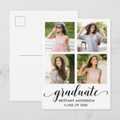 Moderne kalligrafie Afstuderen 4 Fotoaankondiging Uitnodiging Briefkaart (Voorkant / Achterkant)
