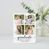 Moderne kalligrafie Afstuderen 4 Fotoaankondiging Uitnodiging Briefkaart (Staand voorkant)