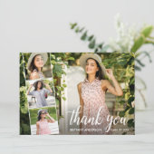 Moderne kalligrafie Afstuderen 4 Fotocollage Bedankkaart (Staand voorkant)