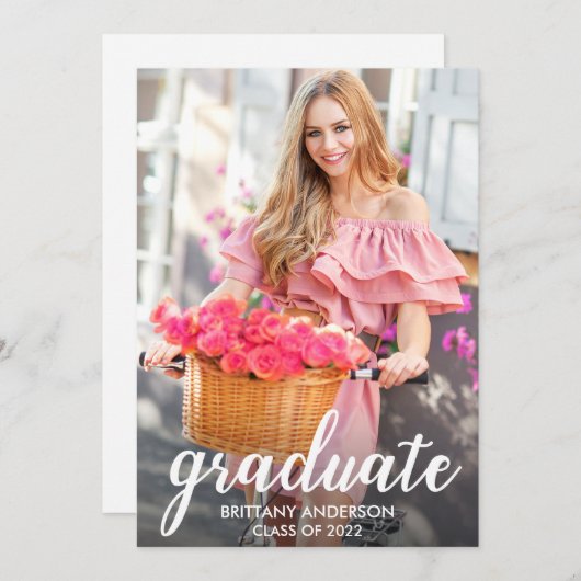 Moderne kalligrafie-Afstuderen Aankondiging (Voorkant / Achterkant)