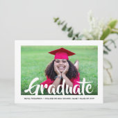 Moderne kalligrafie Afstuderen foto afstudeerfeest Kaart (Staand voorkant)