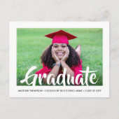 Moderne kalligrafie Afstuderen foto afstudeerfeest Uitnodiging Briefkaart (Voorkant)