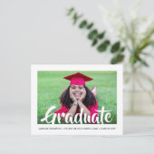 Moderne kalligrafie Afstuderen foto afstudeerfeest Uitnodiging Briefkaart (Staand voorkant)
