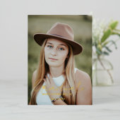 Moderne kalligrafie Afstuderen Foto Afstuderen Folie Uitnodiging (Staand Voorkant)