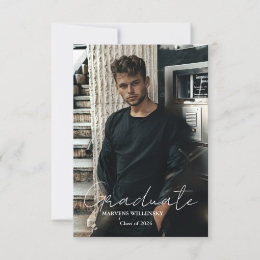 Moderne kalligrafie Afstuderen Foto Afstuderen Kaart (Voorkant)