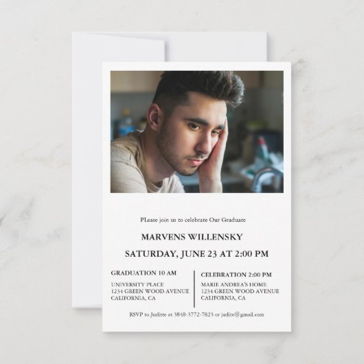 Moderne kalligrafie Afstuderen Foto Afstuderen Kaart (Achterkant)