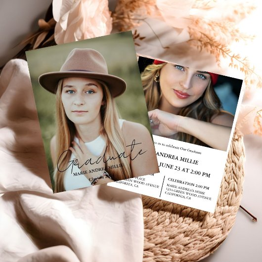 Moderne kalligrafie Afstuderen Foto Afstuderen Kaart