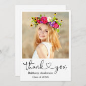 Moderne kalligrafie Afstuderen foto Bedankkaart (Voorkant / Achterkant)