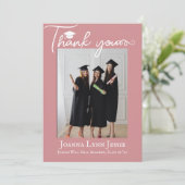 moderne kalligrafie Afstuderen Foto Bedankkaart (Staand voorkant)