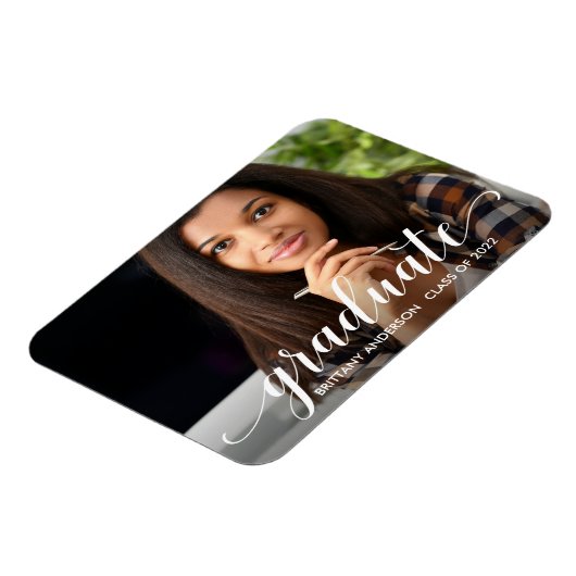 Moderne kalligrafie Afstuderen Fotoaankondiging Magneet (Linkerzijde)