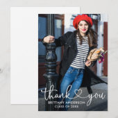 Moderne kalligrafie Afstuderen voor hartfoto's Bedankkaart (Voorkant / Achterkant)