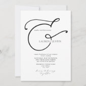 Moderne kalligrafie Ampersand Black White Wedding Kaart (Voorkant)