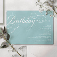 Moderne kalligrafie | Aqua Blue Turquoise Verjaard