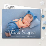 Moderne kalligrafie Baby Foto bedankt Briefkaart<br><div class="desc">Moderne,  minimalistische,  eenvoudige kalligrafiescorte Nieuw babyfoto Dank u Briefkaart</div>