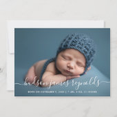 Moderne kalligrafie baby jongen foto collage geboo aankondiging (Voorkant)