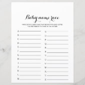 Moderne kalligrafie Baby Naam Race Baby shower Gam (Voorkant)